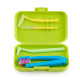 Orthodontic set for care of braces with a monobundle brush, light green